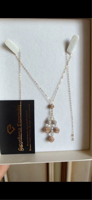 Collana Donna Oro 18k 750 Pendente Zirconi Nuova