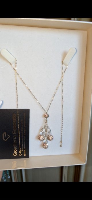 Collana Donna Oro 18k 750 Pendente Zirconi Nuova