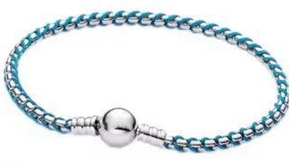 Pulsera eslabones plata y azul modelo pandora