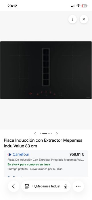 Placa Inducción con Extractor Mepamsa