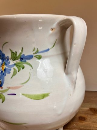 Macetero artesanal floral loza murciana años 60