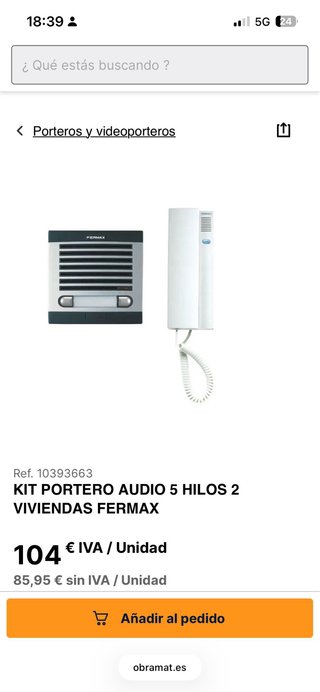 Portero automático 2 viviendas Fermax