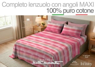 Completo Lenzuola Matrimoniale 100% Cotone