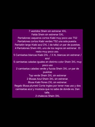 Lote Ropa Verano Mujer Talla 3XL/4XL