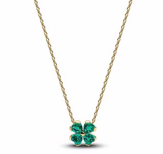 Collar Trébol 4 Hojas Esmeralda dorado modelo pand