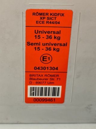 Silla coche Britax Römer Isofix de 15 a 36 Kg.
