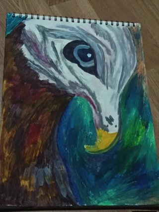 Pintura Acrílica: Cabeza de Águila