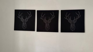 Set 3 Cuadros Ciervo Geométrico Negro 56x56 + otro