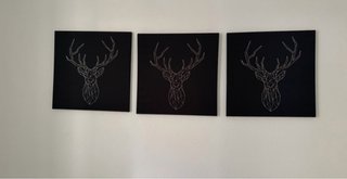 Set 3 Cuadros Ciervo Geométrico Negro 56x56 + otro