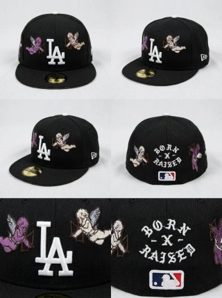 Gorra New Era LA Negra con Ángeles Morados