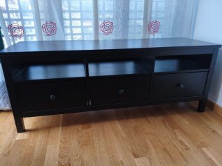 Mueble TV negro 148x47x57 cm