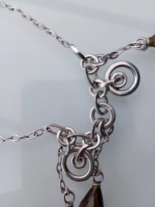 Colgante Plata con Piedras Marrones