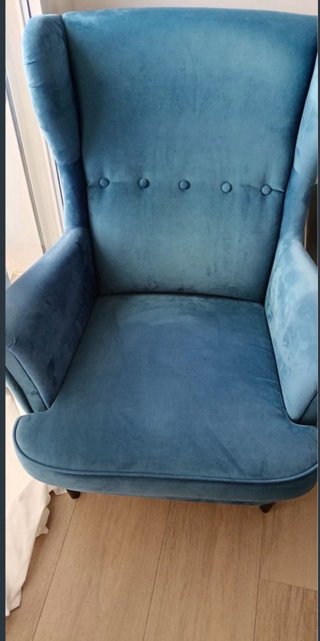 2 Sillones Orejeros Terciopelo Azul Ikea
