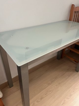 Mesa de cocina cristal y metal