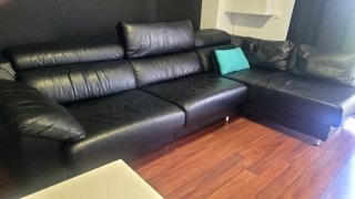 Sofá Chaiselongue Negro Piel