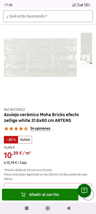 Azulejo cerámico Moha Bricks 31.6x60