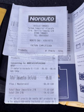 Batería NUEVA- SIN USAR Norauto 12V 60Ah 540A