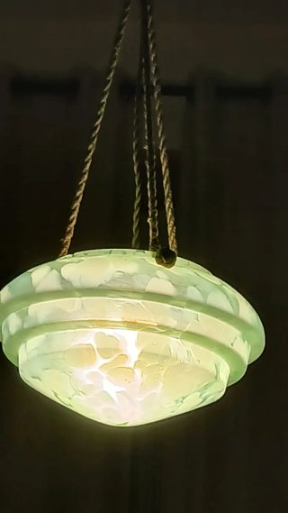 Lampadario Art Decò Vetro Murano Verde Oro