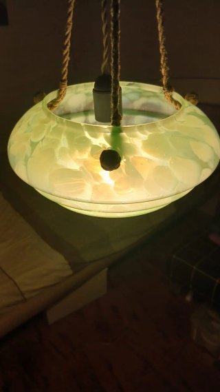 Lampadario Art Decò Vetro Murano Verde Oro