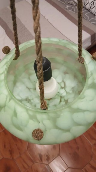 Lampadario Art Decò Vetro Murano Verde Oro