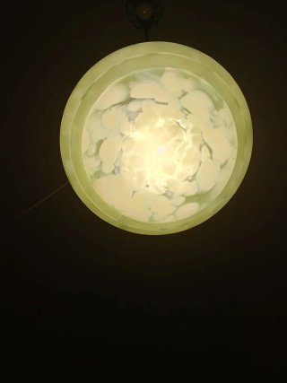 Lampadario Art Decò Vetro Murano Verde Oro
