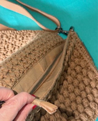 Bolso Biba Crochet y Cuero Beige/Marrón