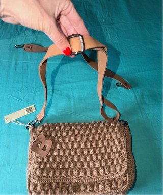 Bolso Biba Crochet y Cuero Beige/Marrón
