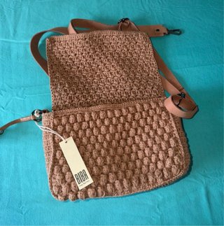 Bolso Biba Crochet y Cuero Beige/Marrón