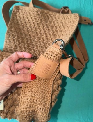 Bolso Biba Crochet y Cuero Beige/Marrón