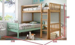 LITERA EN L MACIZA MADERA NATURAL FUTURE.