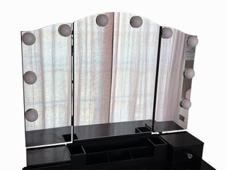 Tocador negro con espejo LED y taburete