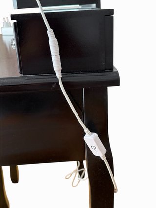 Tocador negro con espejo LED y taburete