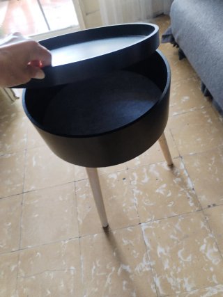 Mesita auxiliar nórdica negra y madera