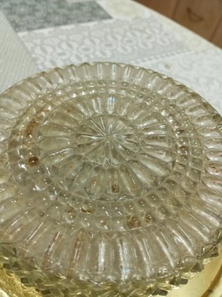 Lámpara plafón cristal y metal dorado