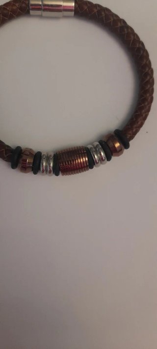 Bracciale Uomo in cuoio intrecciato con Inserti