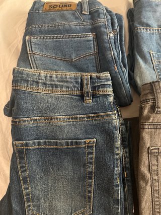 Pantalones niño Benetton Slim azul y gris