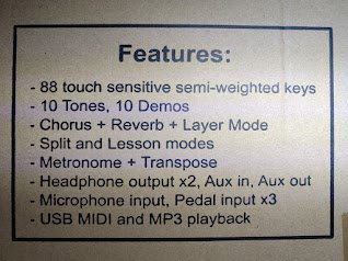 Piano eléctrico digital de 88 teclas.