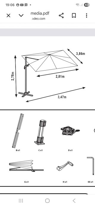 Parasol AURA excéntrico Leroy Merlin