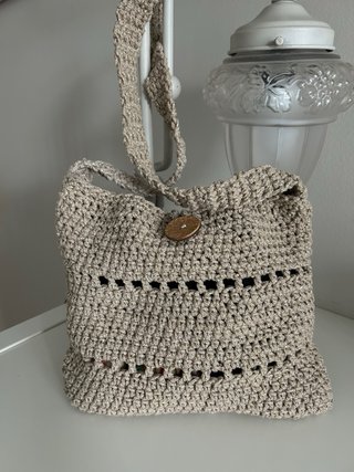 Bolso Crochet Algodón Beige