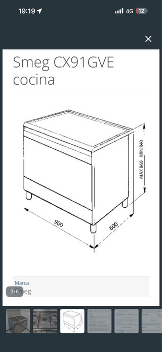 Cocina Smeg 4 fuegos con horno