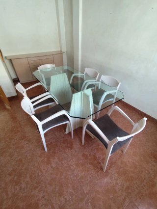 Mesa Comedor Cristal y Piedra 180cm