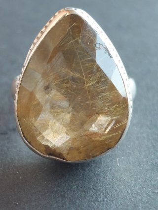 Anillo Plata 925 con Piedra Dorada