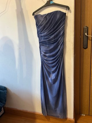 Vestido largo morado fruncido talla S
