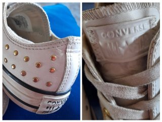 Converse Cuero Tachuelas Blanco/Dorado Talla 35