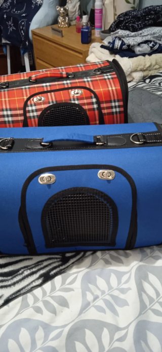 Transportín para mascotas azul y negro