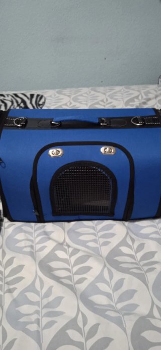 Transportín para mascotas azul y negro