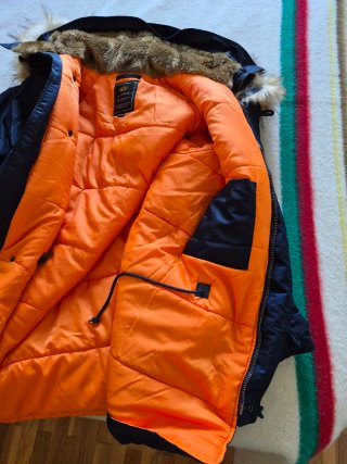Parka Alpha Industries Azul con Forro Naranja