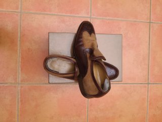 Scarpe Gucci in pelle e camoscio marroni