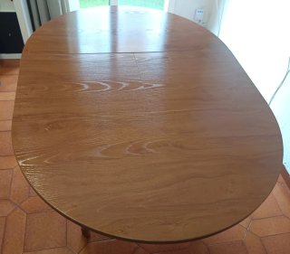 Mesa redonda madera y cristal