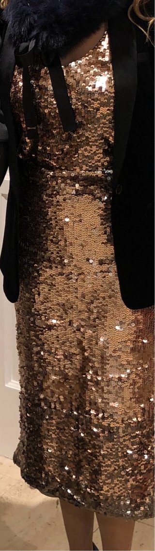 Conjunto Top y Falda Midi Lentejuelas Dorado
